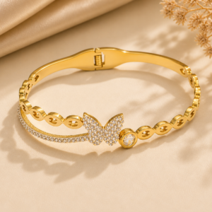 Gold butterfly bracelet anti tarnish delicate daily wear for women
