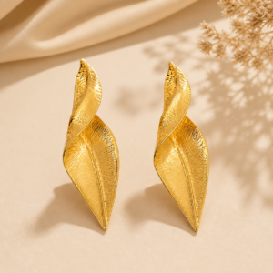 Statement Leaf Gold Earrings (Anti-Tarnish)